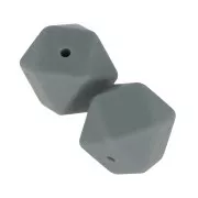 17mm Hexagonal-shaped silicone beads for pacifier - Dark Grey x2