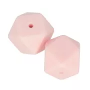 17mm Hexagonal-shaped silicone beads for pacifier - Baby Pink x2