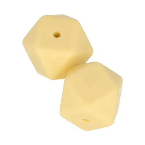 17mm Hexagonal-shaped silicone beads for pacifier - Yellow x2