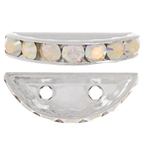 Half moon Rondelle 20x9mm Silver-colored Crystal AB x1