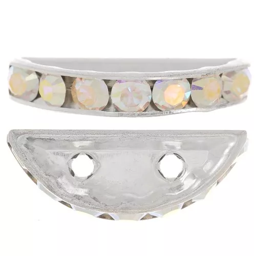 Half moon Rondelle 20x9mm Silver-colored Crystal AB x1