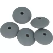 12mm Saucer-shaped silicone beads for pacifier - Dark Grey x5