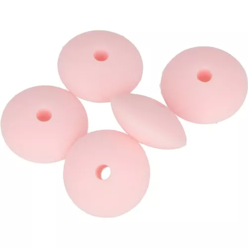 12mm Saucer-shaped silicone beads for pacifier - Baby Pink x5