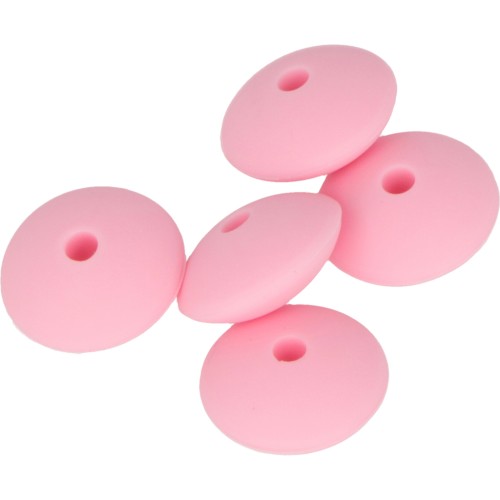 12mm Saucer-shaped silicone beads for pacifier - Pink x5