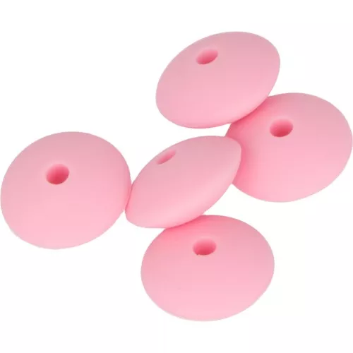 12mm Saucer-shaped silicone beads for pacifier - Pink x5