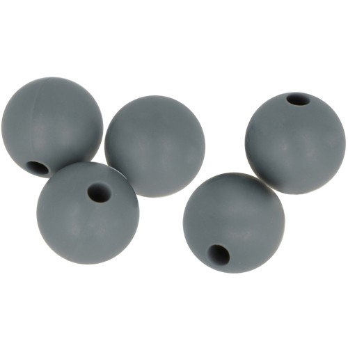 10mm Round silicone beads for pacifier - Dark Grey x5