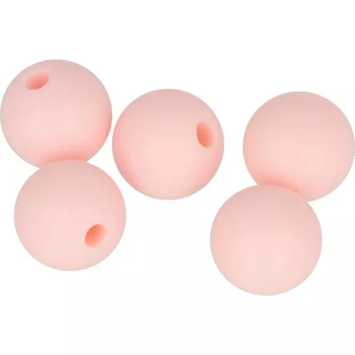 10mm Round silicone beads for pacifier - Baby Pink x5