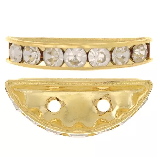Half moon Rondelle 20x9mm Gold-colored Crystal  x1