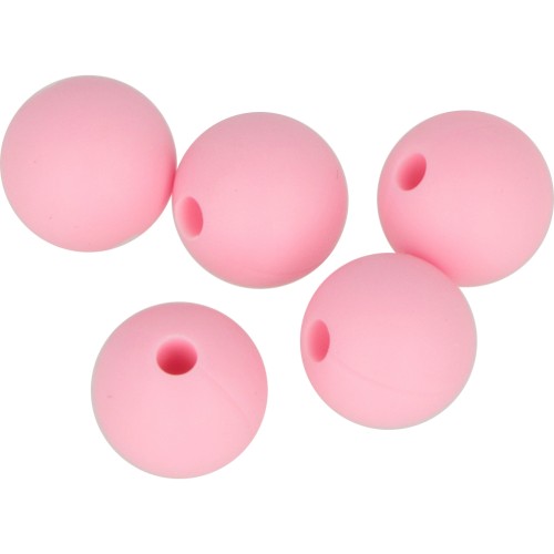 10mm Round silicone beads for pacifier - Pink x5