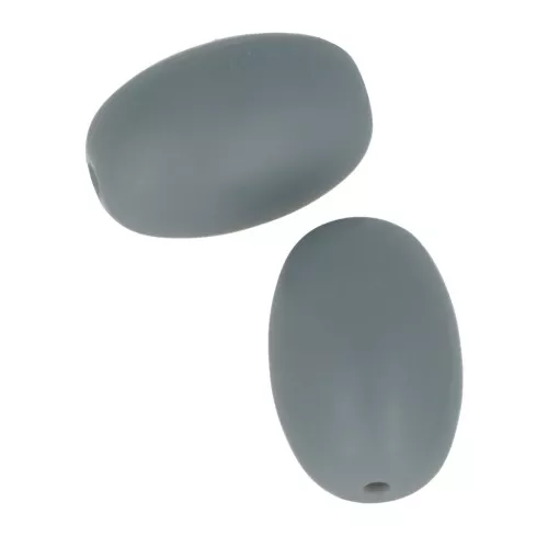 20x13mm Olive-shaped silicone beads for pacifier - Dark Grey x2