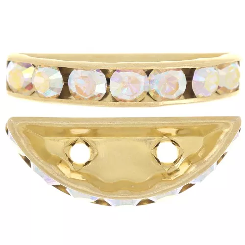 Half moon Rondelle 20x9mm Gold-colored Crystal AB x1