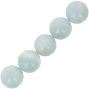 10mm Round Aquamarine beads x5|raw }}