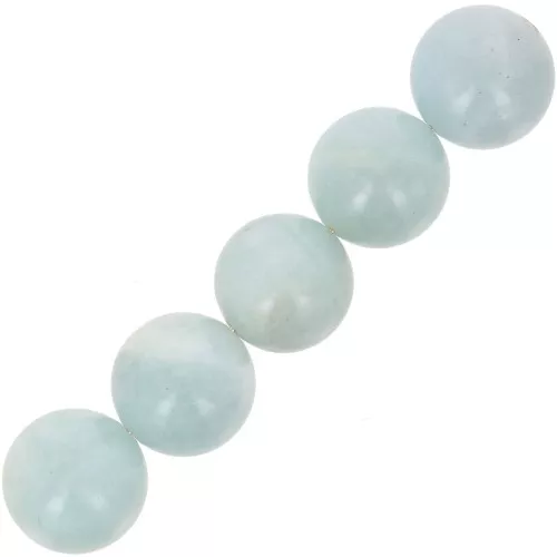 10mm Round Aquamarine beads x5