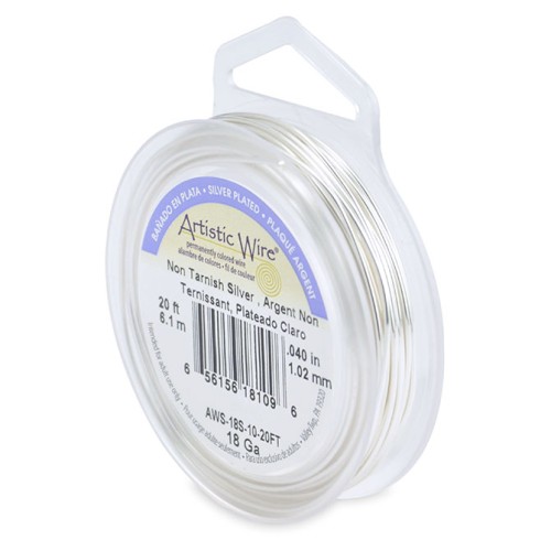 Artistic Wire 1 mm Copper Wire - Tarnish-Resistant Silver-Plated x6.1m