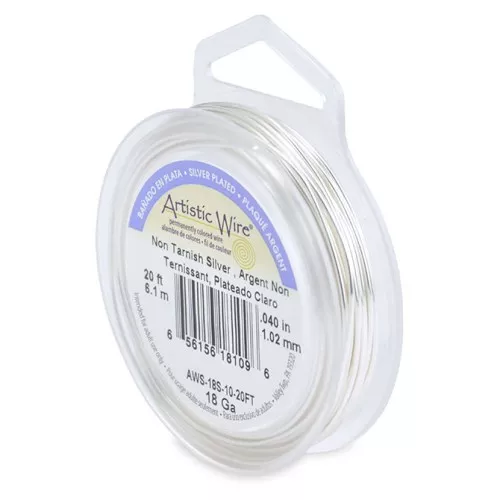 Artistic Wire 1 mm Copper Wire - Tarnish-Resistant Silver-Plated x6.1m