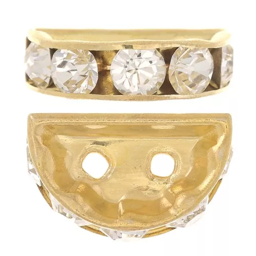 Half moon Rondelle 14x8mm Gold-colored Crystal  x1