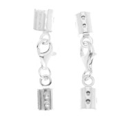 925 Sterling Silver Lobster Clasp with 3mm lace ends x1|raw }}