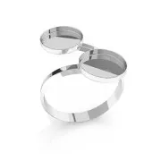 925 Sterling Silver Double Ring for 8mm flat back cabochons x1