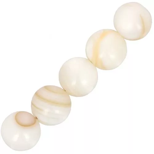 8 mm Round Shell Beads - Natural x10