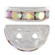 Half moon Rondelle 14x8mm Silver-colored Crystal AB x1|raw }}