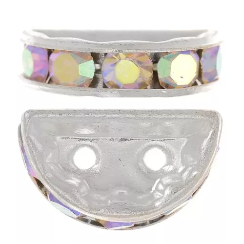 Half moon Rondelle 14x8mm Silver-colored Crystal AB x1
