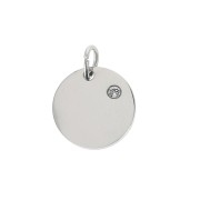 12mm Stainless Steel charm to engrave with open jump ring and zirconium oxide x1