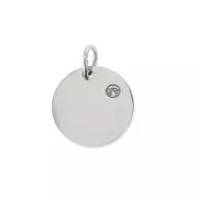 12mm Stainless Steel charm to engrave with open jump ring and zirconium oxide x1