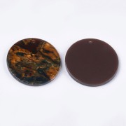 28mm Cellulose acetate round pendant - Marbled Brown - Blue x1|raw }}