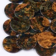 28mm Cellulose acetate round pendant - Marbled Brown - Blue x1