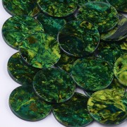 28mm Cellulose acetate round pendant - Marbled Green - Brown x1
