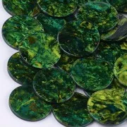 28mm Cellulose acetate round pendant - Marbled Green - Brown x1