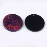 28mm Cellulose acetate round pendant - Marbled Purple - Red x1