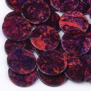 28mm Cellulose acetate round pendant - Marbled Purple - Red x1
