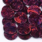 28mm Cellulose acetate round pendant - Marbled Purple - Red x1