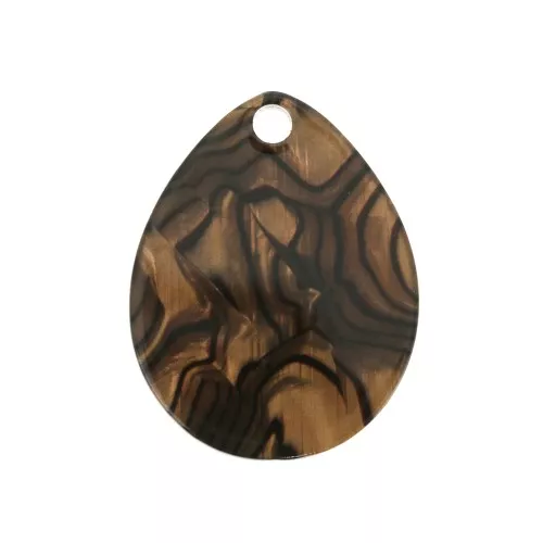 28.5x22mm Cellulose acetate drop pendant - Marbled Camel - Black x1