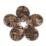 28.5x22mm Cellulose acetate drop pendant - Marbled Camel - Black x1