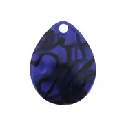 28.5x22mm Cellulose acetate drop pendant - Marbled Dark blue - Black x1