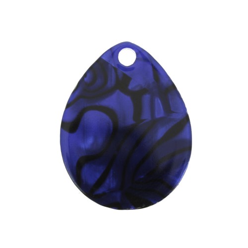 28.5x22mm Cellulose acetate drop pendant - Marbled Dark blue - Black x1