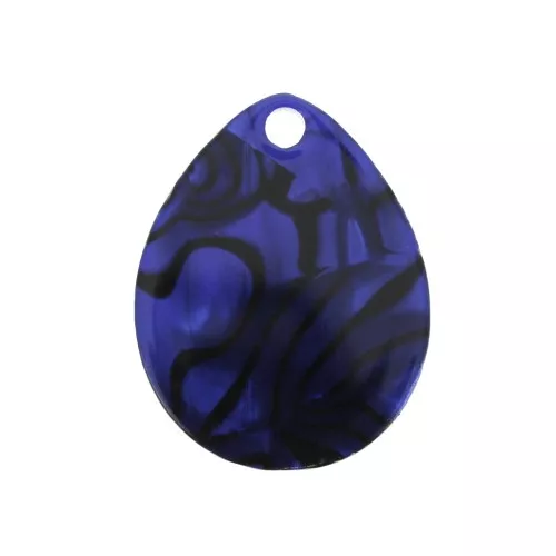 28.5x22mm Cellulose acetate drop pendant - Marbled Dark blue - Black x1