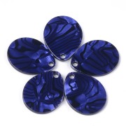 28.5x22mm Cellulose acetate drop pendant - Marbled Dark blue - Black x1
