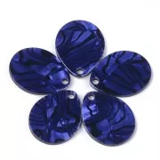28.5x22mm Cellulose acetate drop pendant - Marbled Dark blue - Black x1
