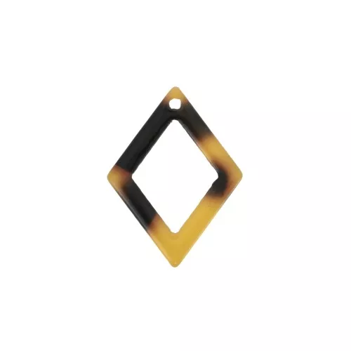 21x15mm Acetate rhombus hollowed-out pendant - Tortoise Shell - Brown - Black x1