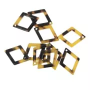 21x15mm Acetate rhombus hollowed-out pendant - Tortoise Shell - Brown - Black x1