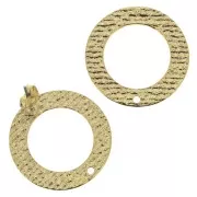 27mm Zamac round textured earstuds to decorate - fine Gold plated x2
