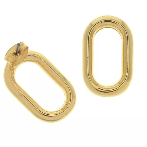 21x13mm Zamac rounded oval design earstuds - fine Gold plated x2