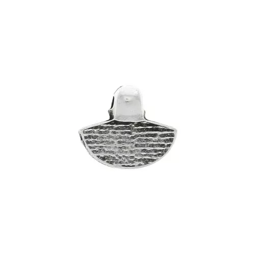 9x10.5mm Mini textured half-circle charm - Fine Antique silver plating x1