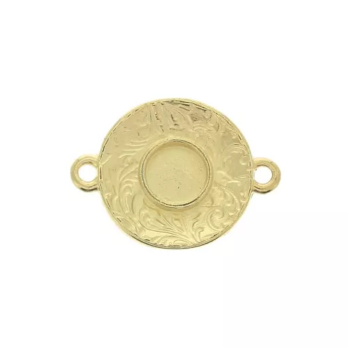 20.5x15mm Round spacer for 6mm cabochon - fine Gold plated x1