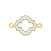 22x14mm 2-ring oriental-shaped spacer with epoxy resin - White - fine Gold plated x1