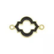 22x14mm 2-ring oriental-shaped spacer with epoxy resin - Black - fine Gold plated x1