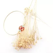 27x15mm Rhombus spacer with epoxy resin azulejos - Grey - Black - fine Gold plated x1